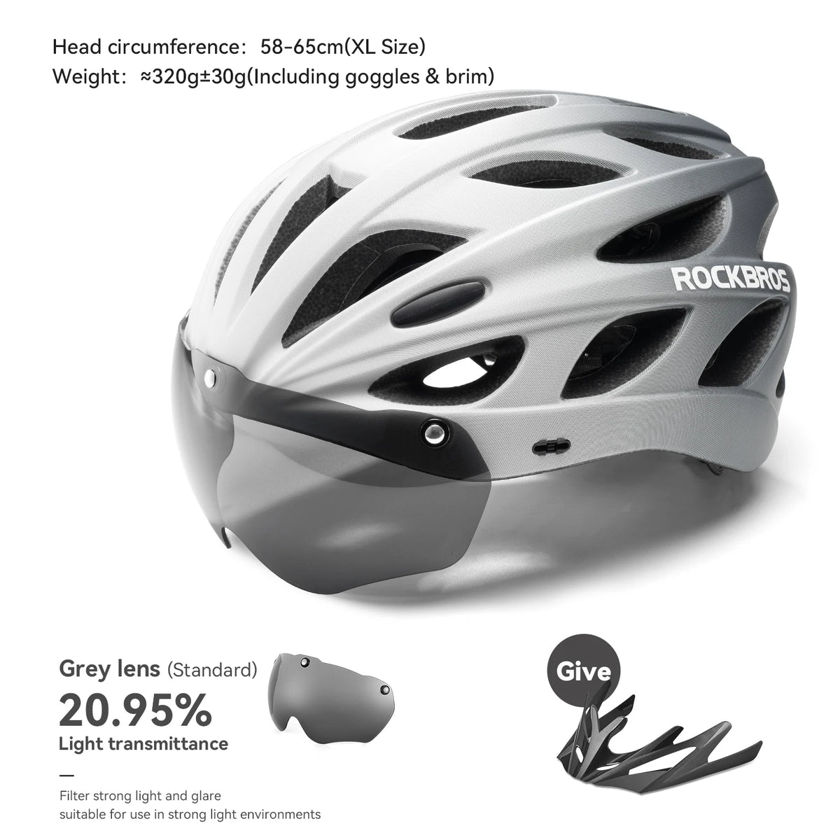 ROCKBROS Cycling Helmet Lightweight With Goggles Men Women
