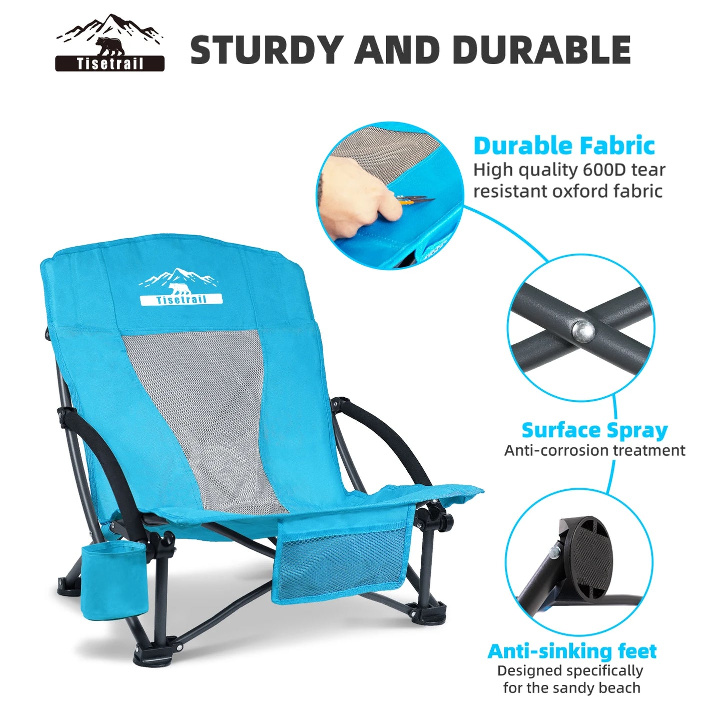 Tisetrail 2 Pack Portable Beach Chair with Cooler Bag