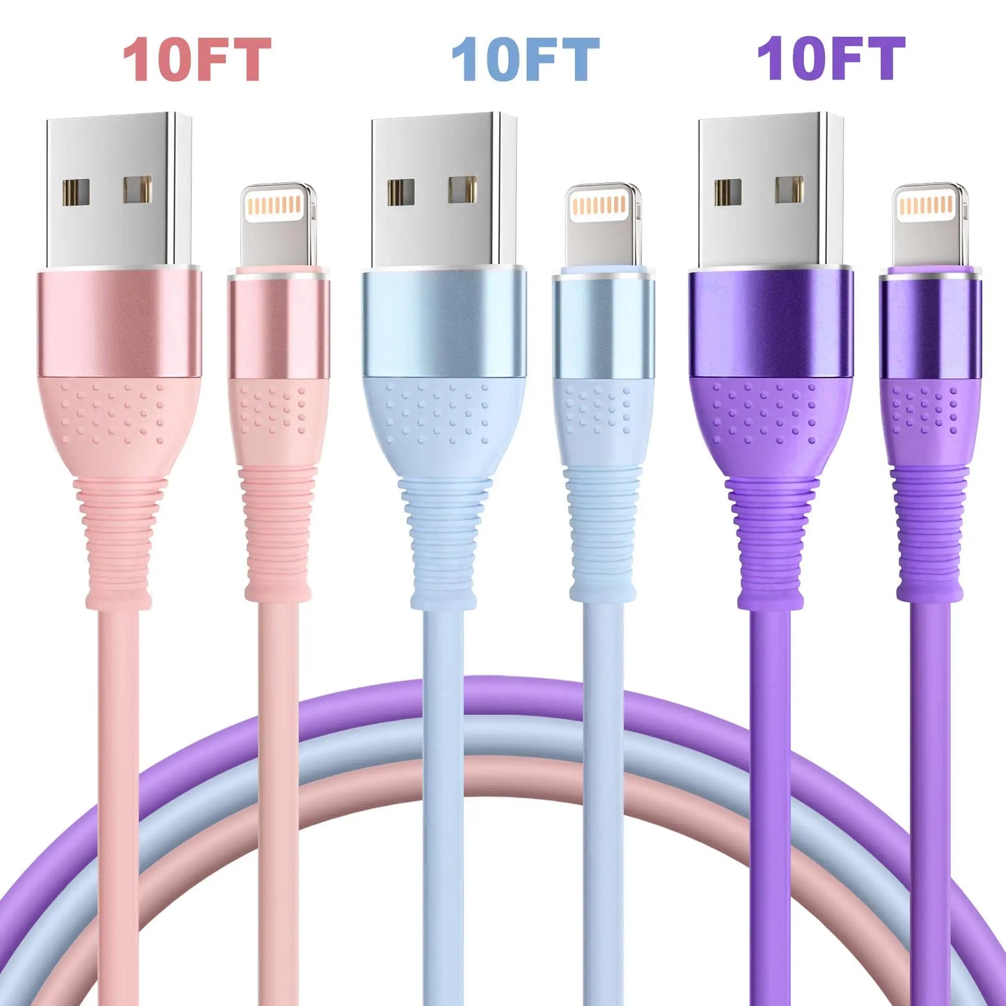 10FT USB-A Lightning Charging Cable for iPhone