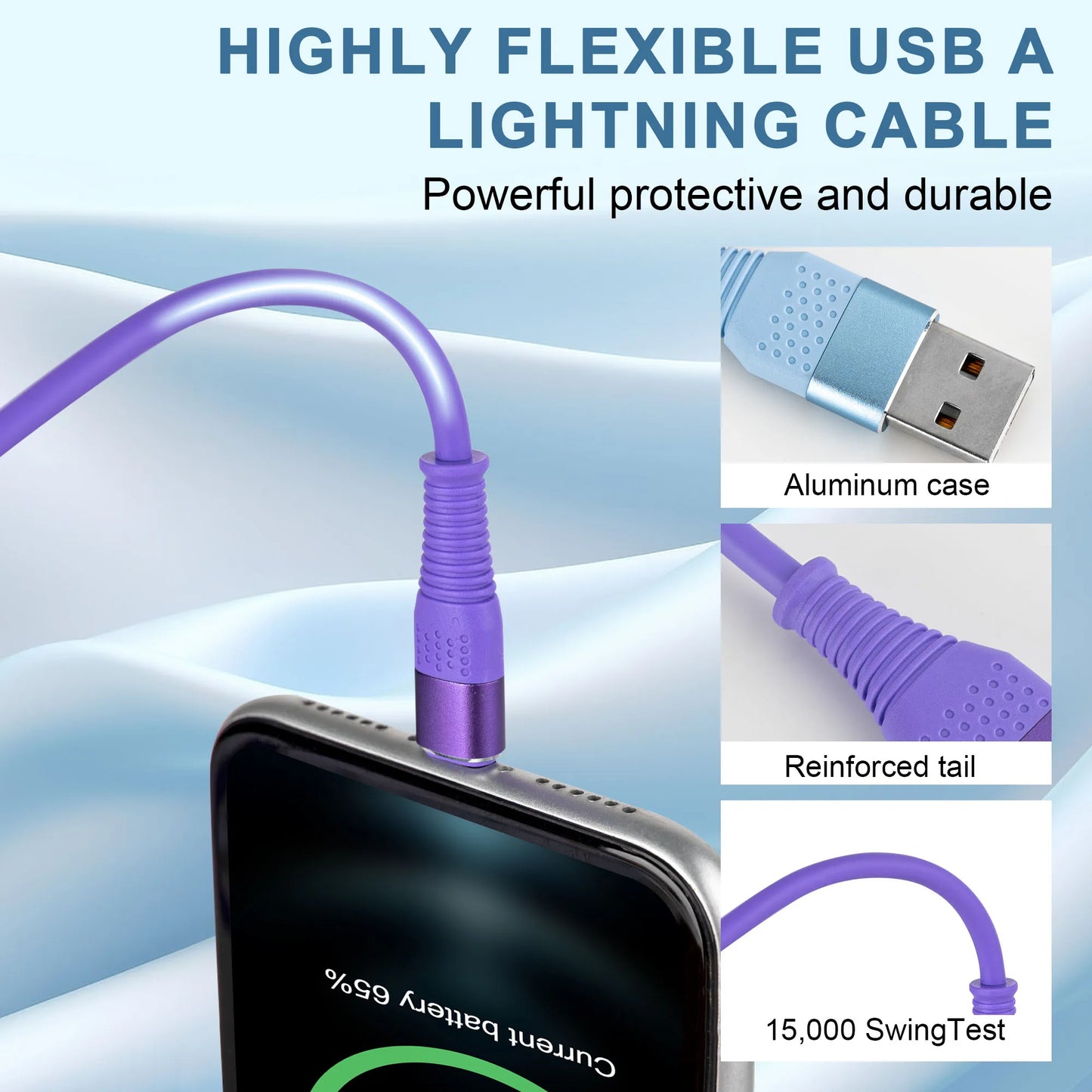 10FT USB-A Lightning Charging Cable for iPhone