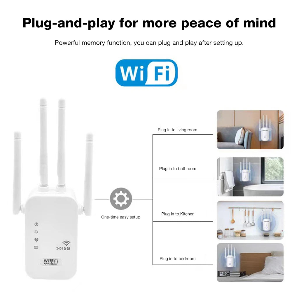 Dual-Band 2.4G 5G WiFi Repeater Signal Booster Router