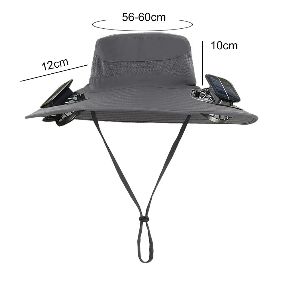 Outdoor Solar Fan Hat UV Protection