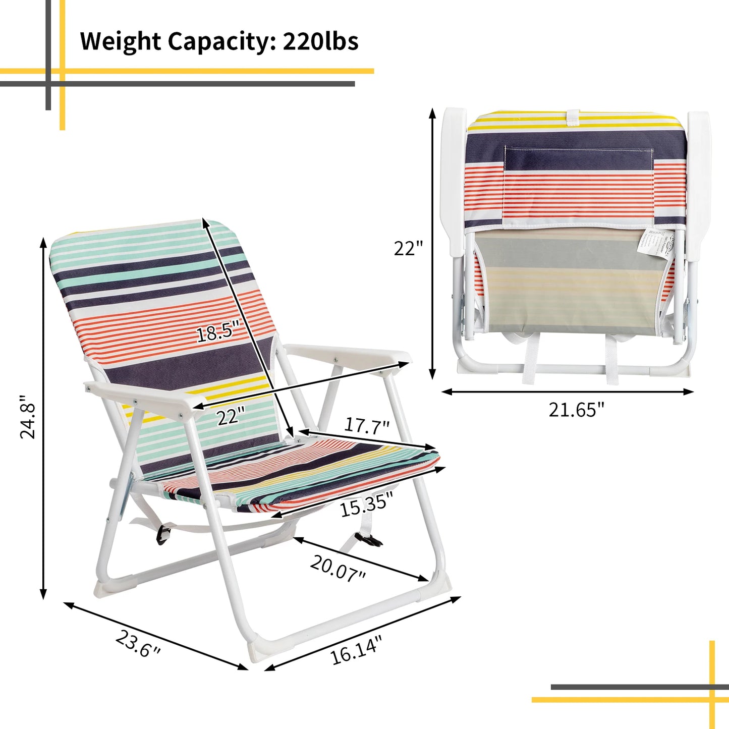 White Iron Frame Beach Chair