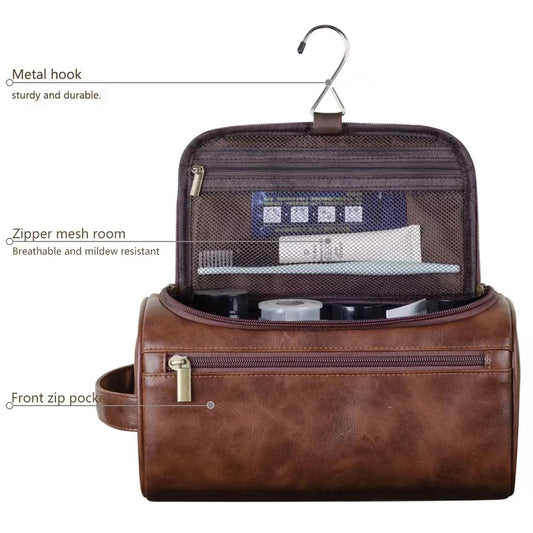 Leather Toiletry Bag for Men Women