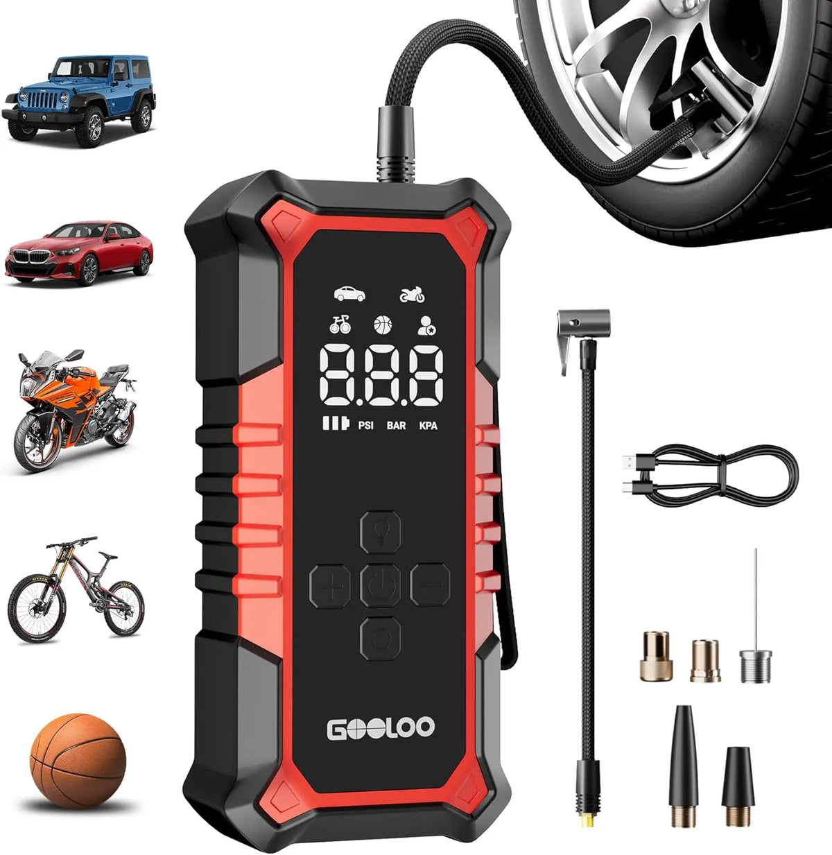 A6 Gear Portable Tire Inflator, 160 PSI Cordless Air Pump