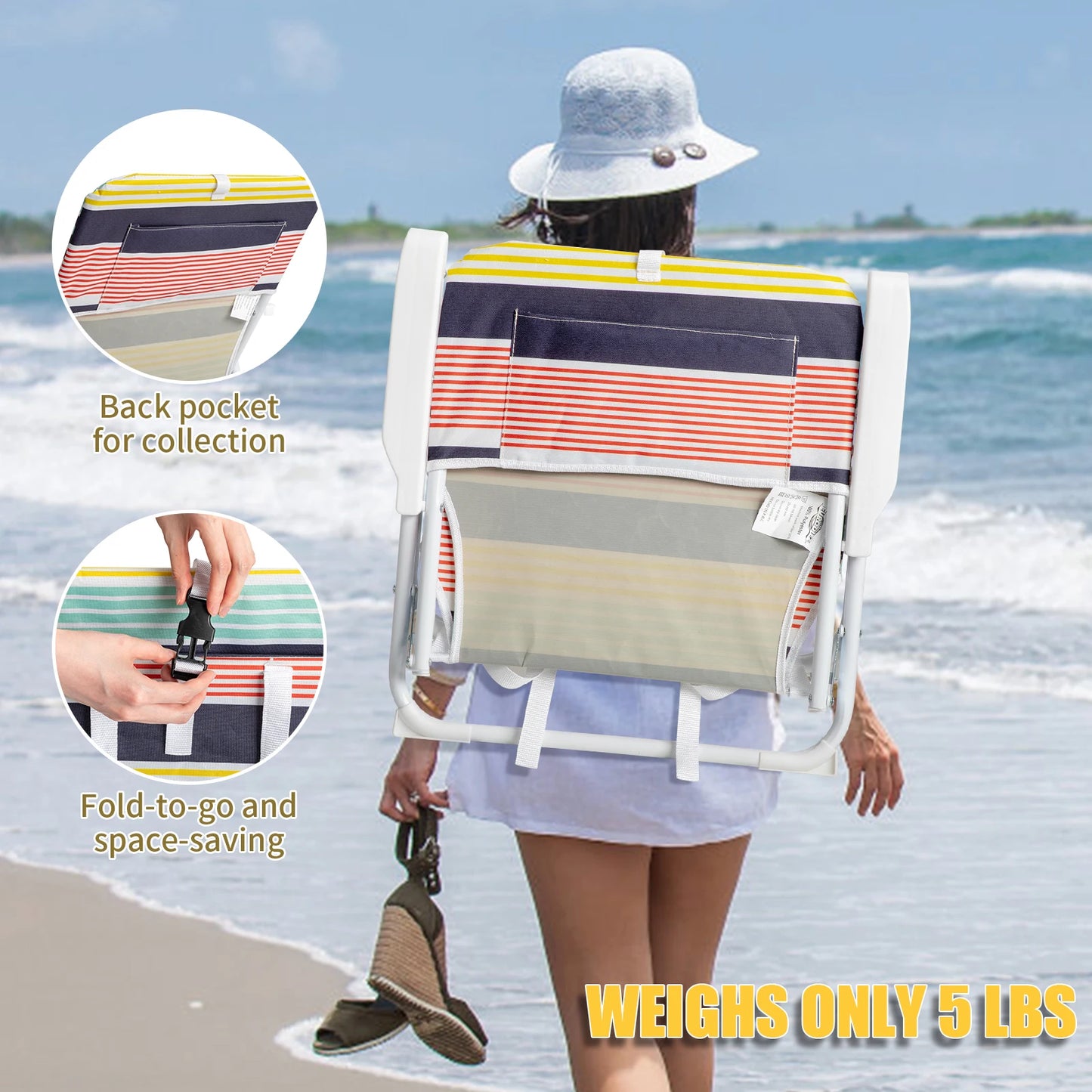 White Iron Frame Beach Chair