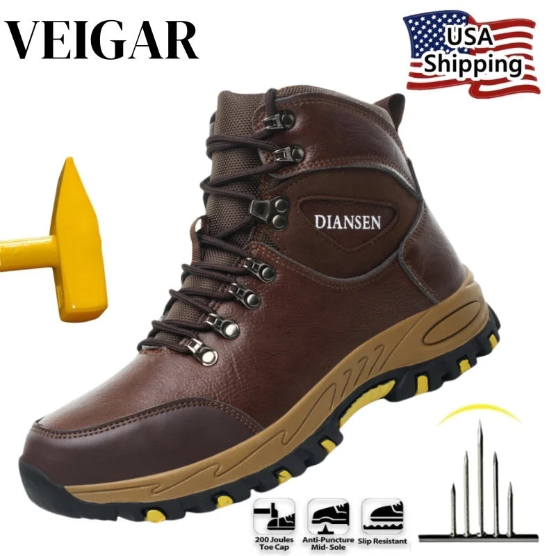 Waterproof Leather Indestructible Men's Work Safety Boots