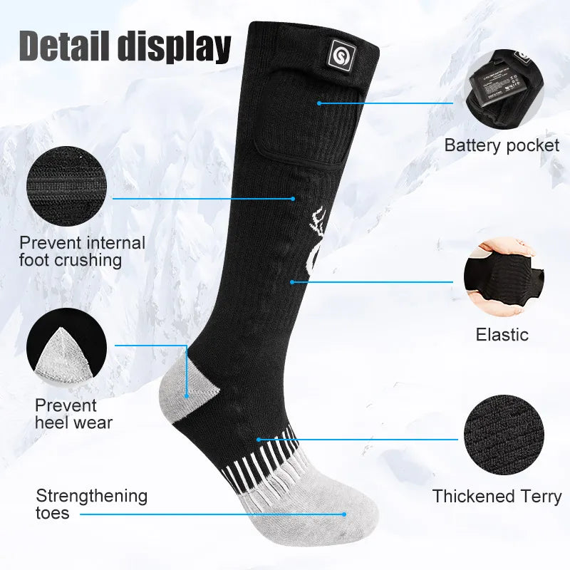 SNOW DEER-Rechargeable Electric Heated Socks for Men and Women