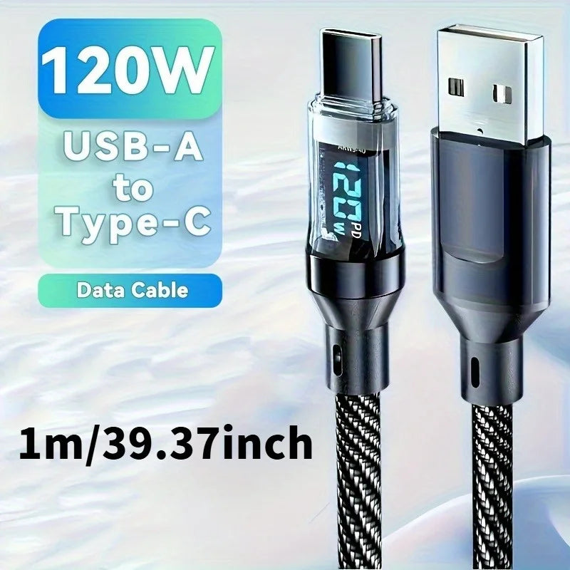 120W USB to Type C Cable Phone Super Fast Charging