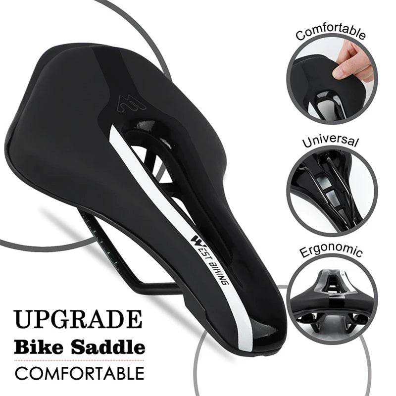 WEST BIKING Road Bike Gel Comfortable Seat PU Leather