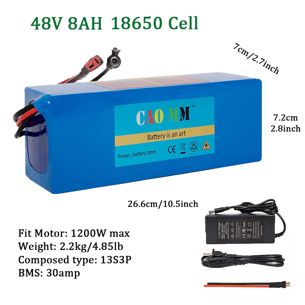 Ebike Battery for 200-1200W Electric Bicycle, Scooter and Other Motor