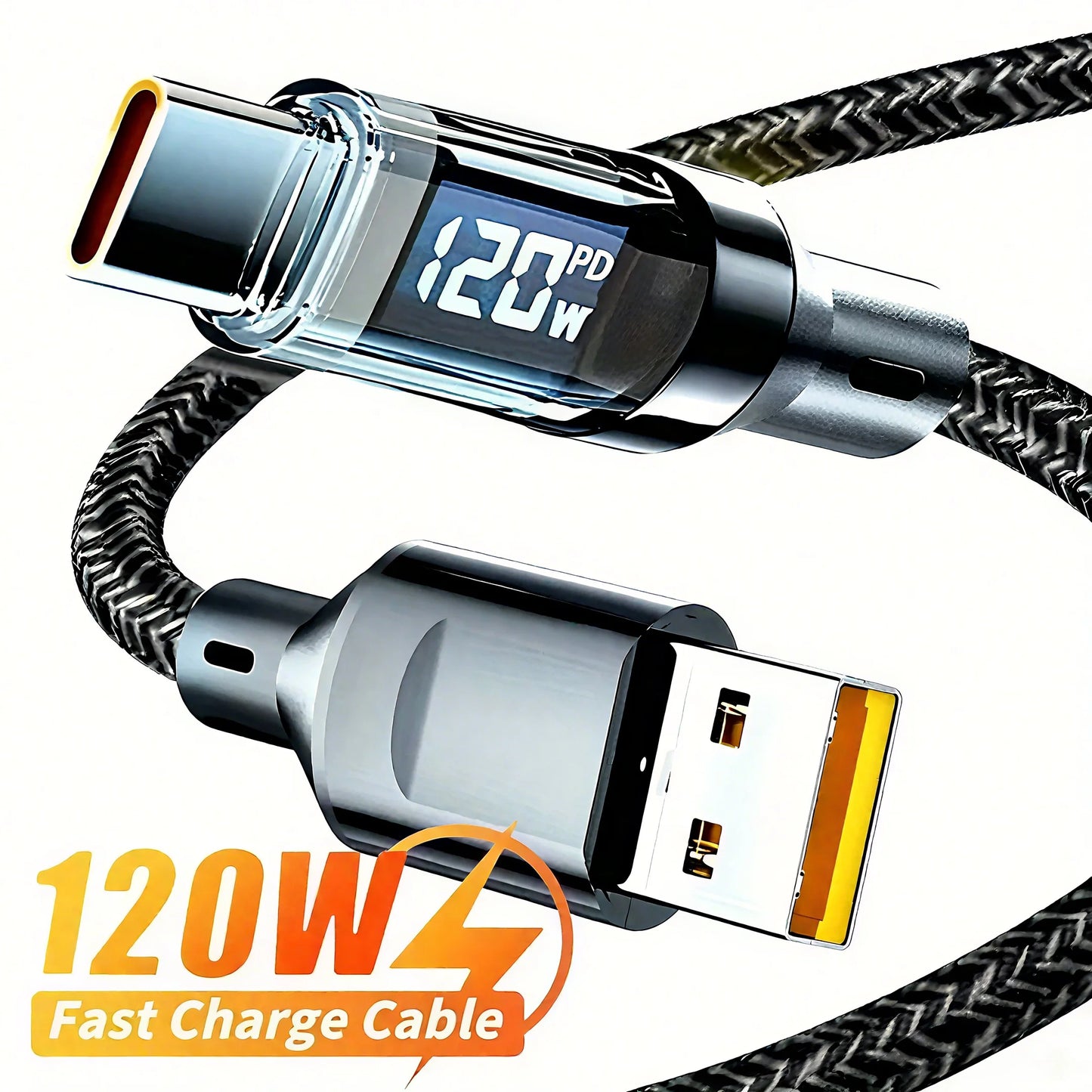 120W USB to Type C Cable Phone Super Fast Charging