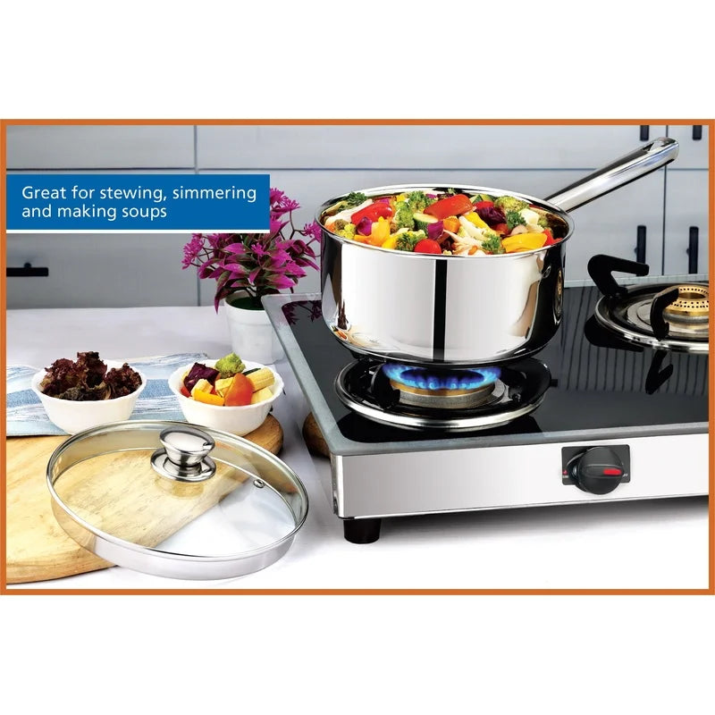 3 Quart Induction Compatible Stainless Steel Saucepan
