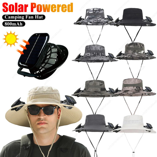 Outdoor Solar Fan Hat UV Protection
