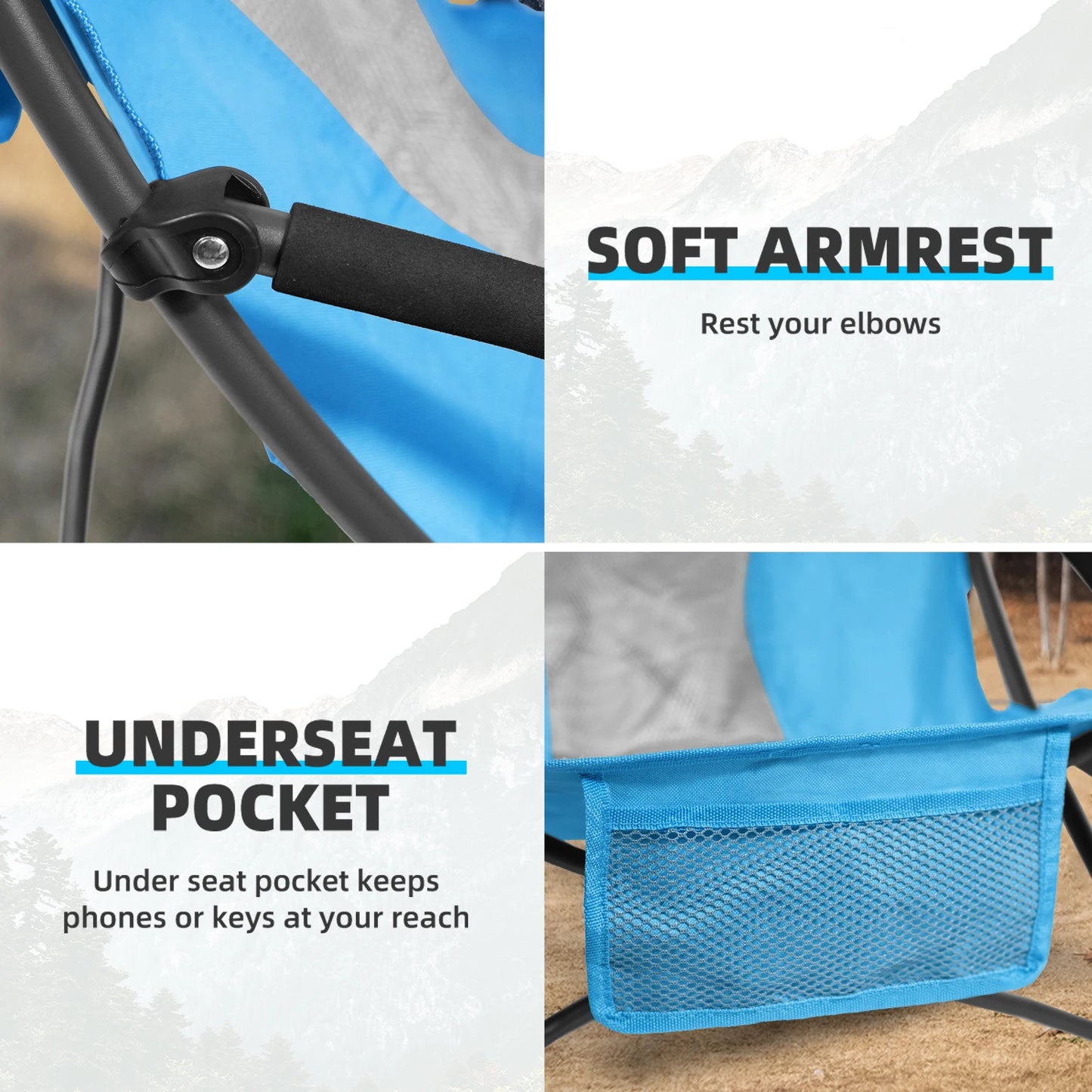 Tisetrail 2 Pack Portable Beach Chair with Cooler Bag