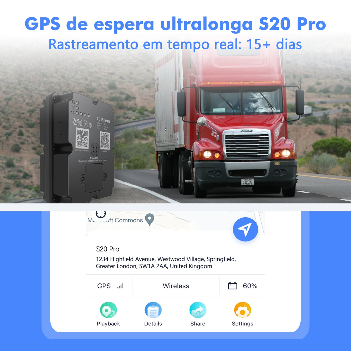 GPS Tracker 7500mAh Battery 45 Days Standby 4G (Subscription Required)