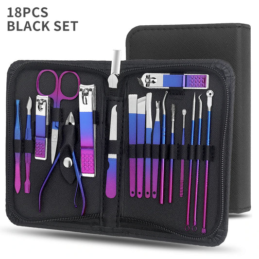 9/18 pcs Gradient Color Nail Clippers Manicure and Pedicure Tool Set
