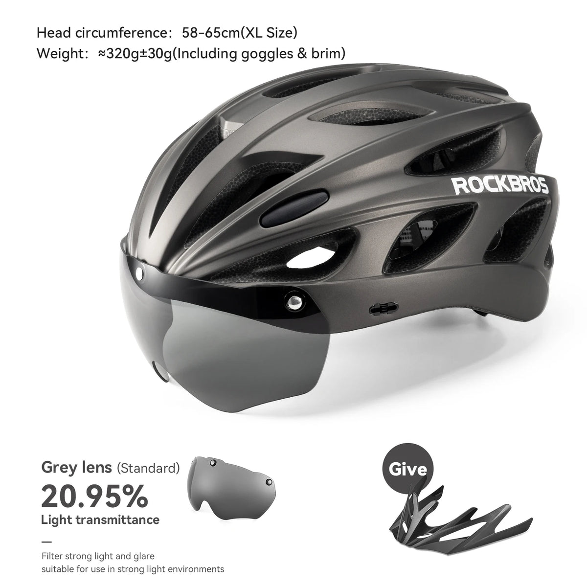 ROCKBROS Cycling Helmet Lightweight With Goggles Men Women