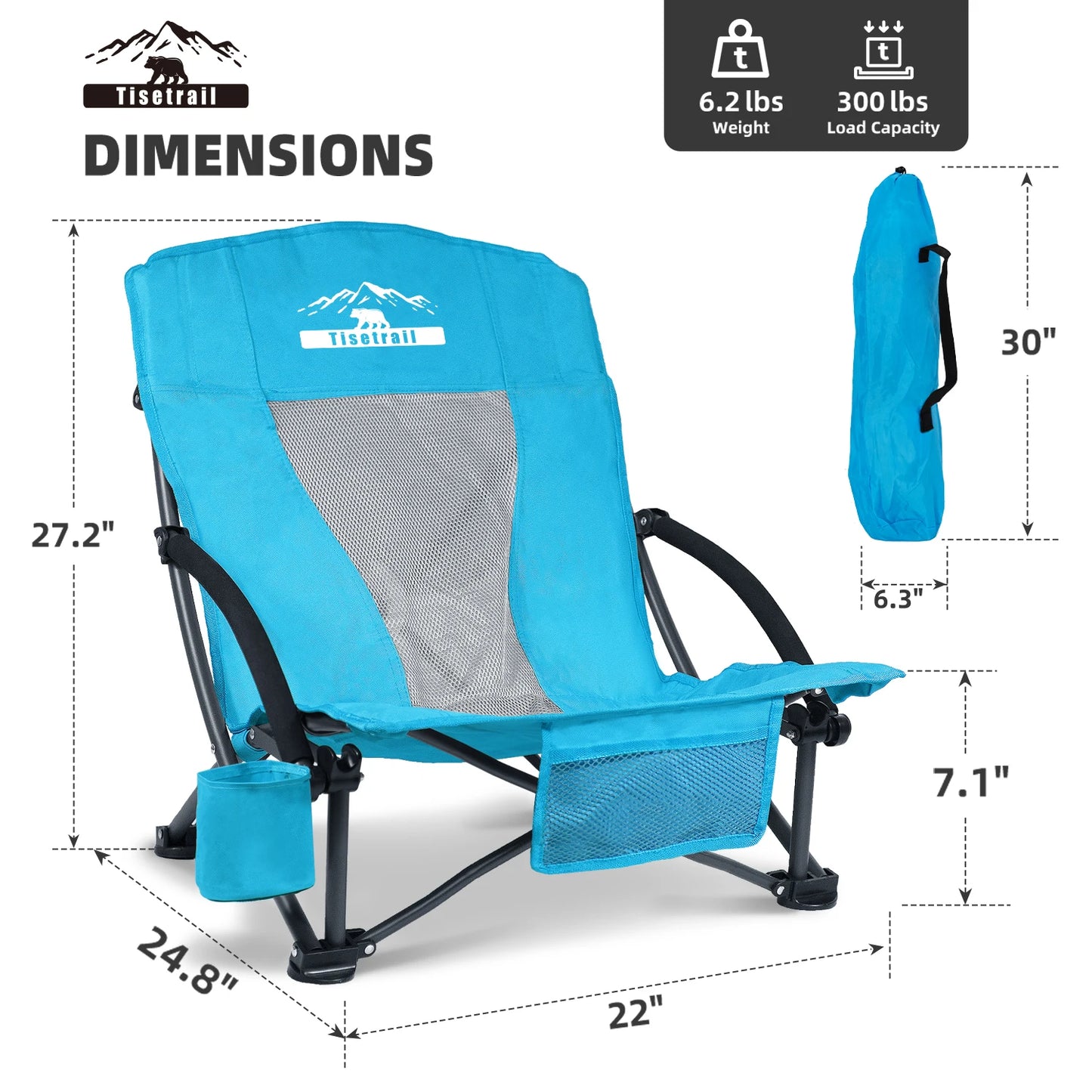Tisetrail 2 Pack Portable Beach Chair with Cooler Bag