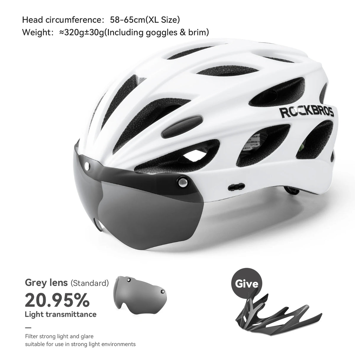 ROCKBROS Cycling Helmet Lightweight With Goggles Men Women