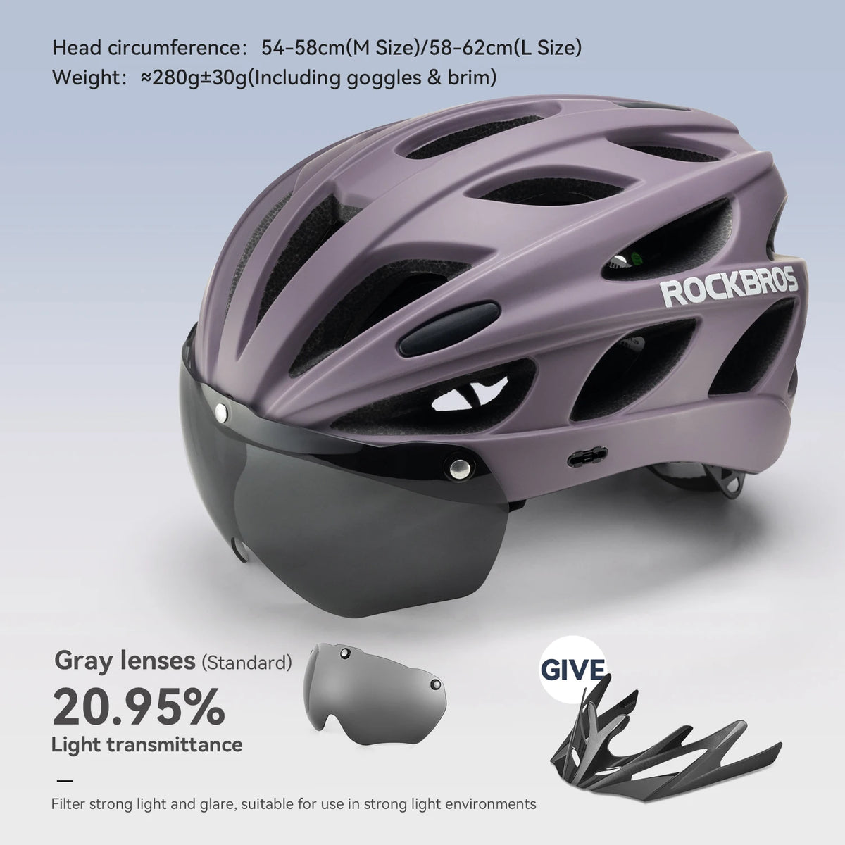 ROCKBROS Cycling Helmet Lightweight With Goggles Men Women