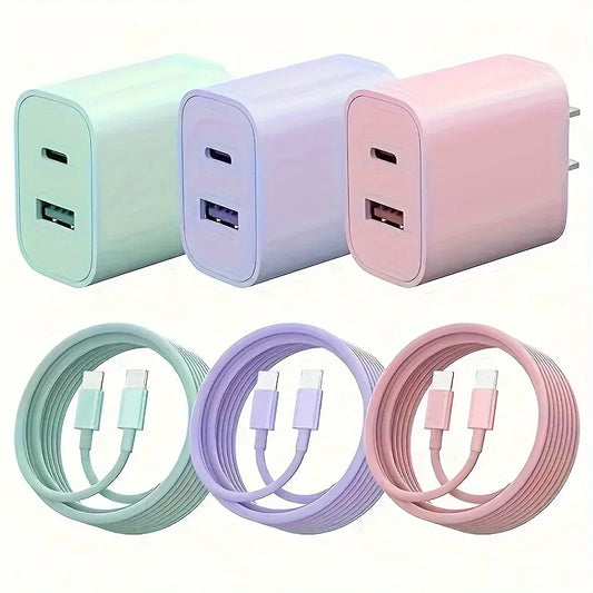 20W USB Charger Block Dual Port Power Adapter with 6FT Cable