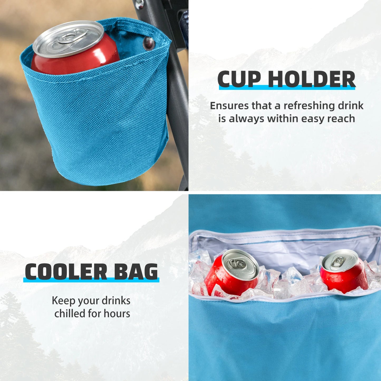 Tisetrail 2 Pack Portable Beach Chair with Cooler Bag